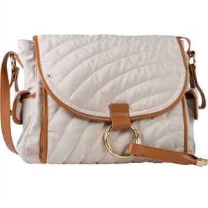Chloe Cream and Tan Quilted Diaper Bag